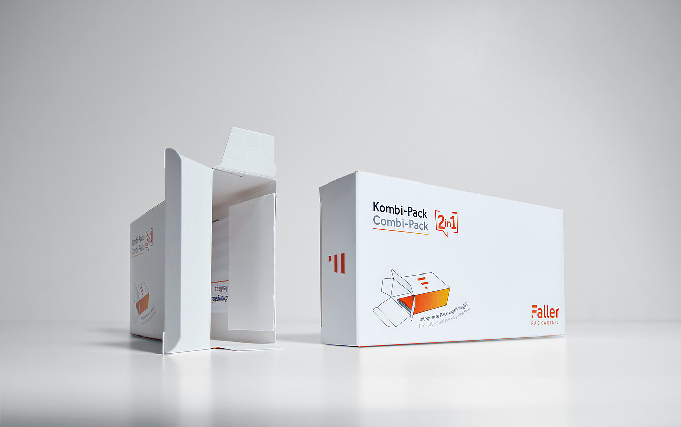 Weniger Kosten, mehr Effizienz: Das Kombi-Pack vereint Faltschachtel und Packungsbeilage, das sorgt für schlankere Prozesse an der Verpackungslinie. 