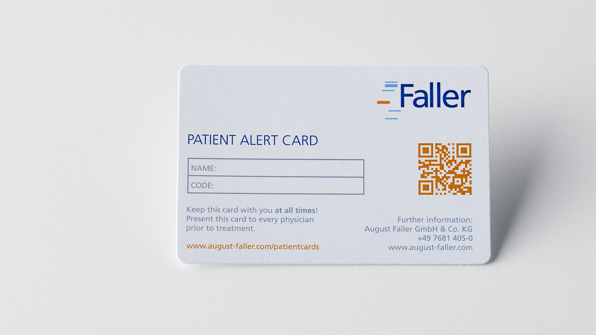 Patient Cards Faller Packaging