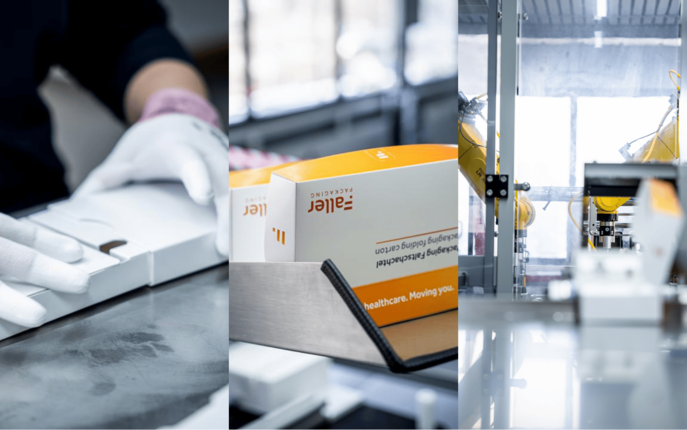 Vorkonfektionierte Pharmaverpackungen in qualitätsgesichertem Produktionsumfeld. Entwickelt für den Übergang von manuellen Prozessen zur automatisierten Verpackung.